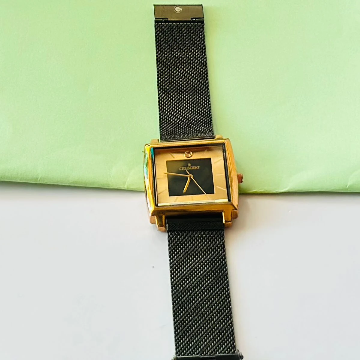 Men Quartz Black Dial Analog Mesh Watch