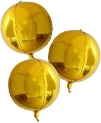 Gold colored, round  foil balloon