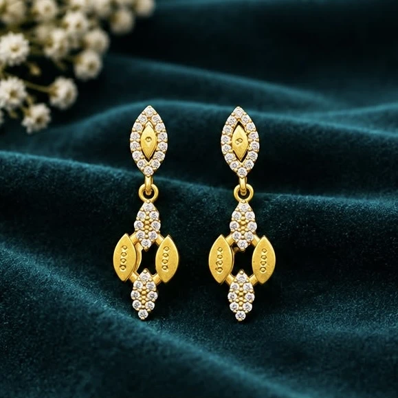 Gold plated brass drop earrings