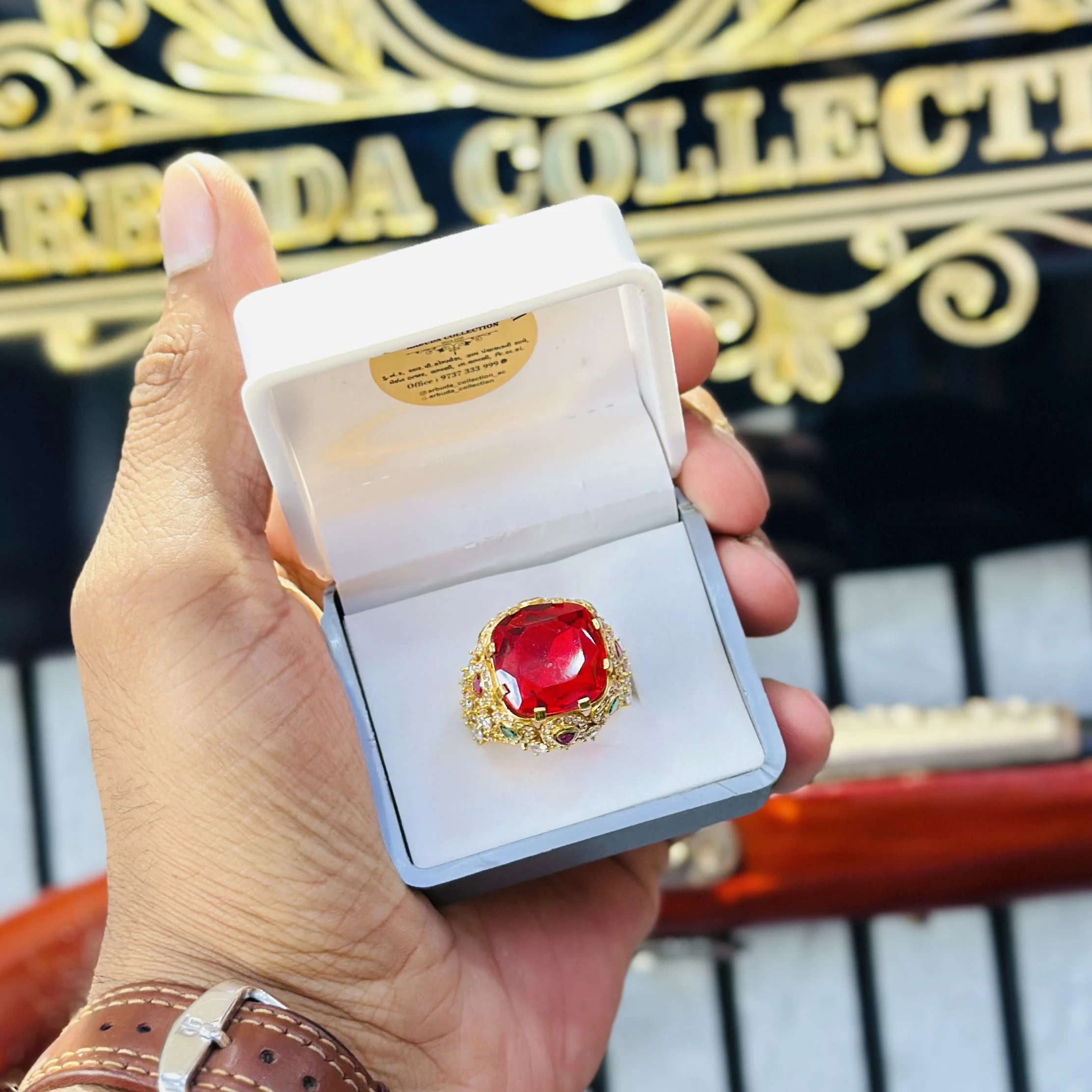 Red Stone Ring for men's