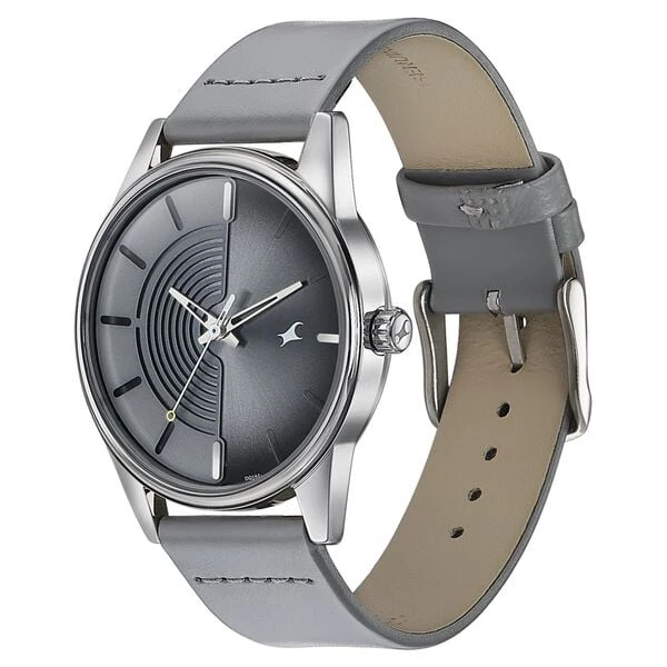 Fastrack Stunners Quartz Analog Grey Dial Grey Leather Strap Watch For Guys  Model No….3305SL02