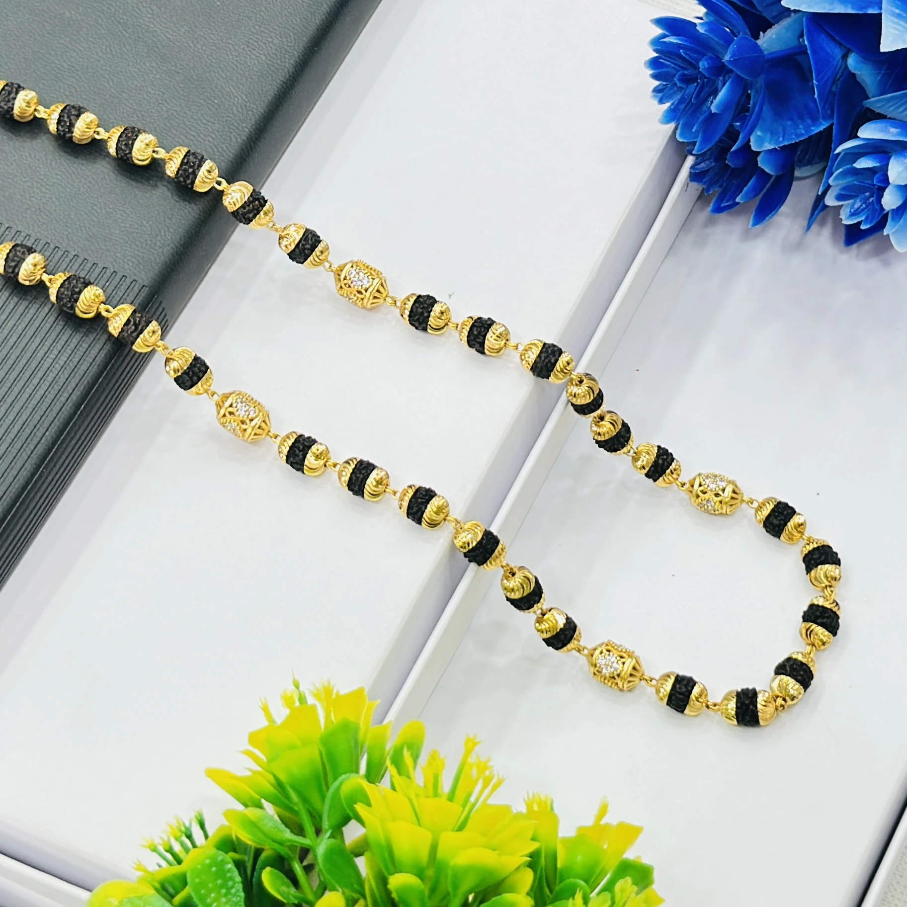 Gold -plated Rudraksha mala