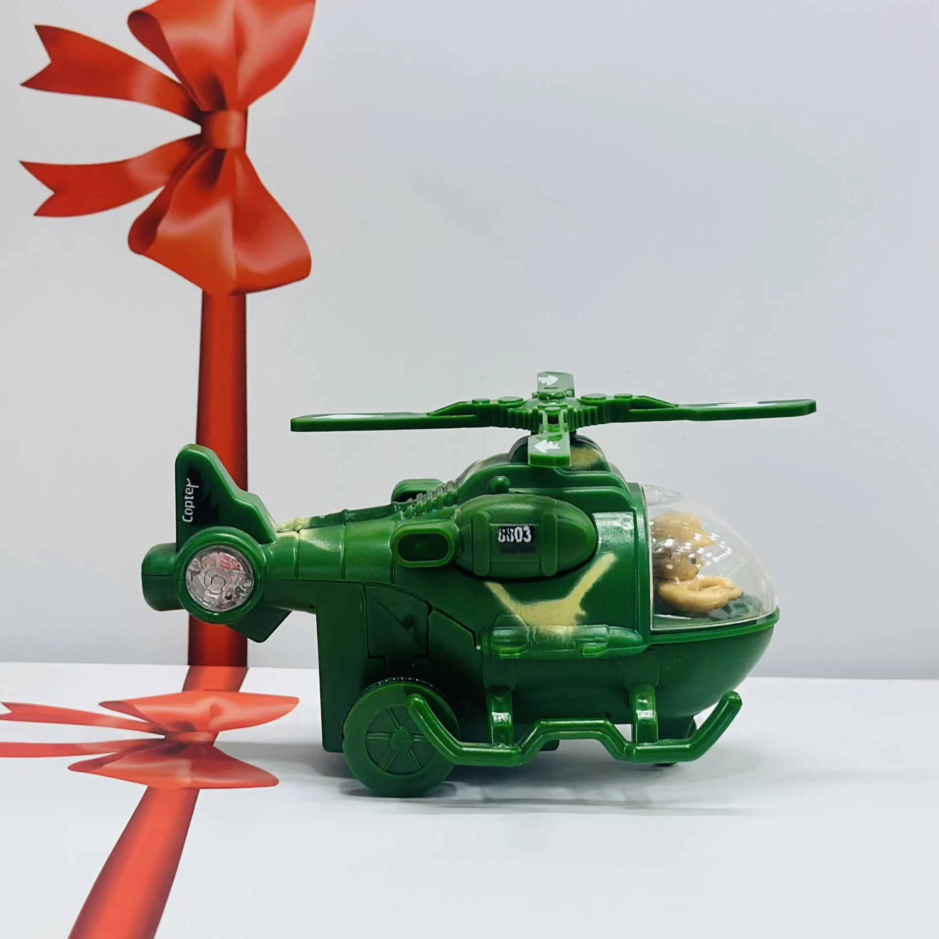 friction-powered toy helicopter