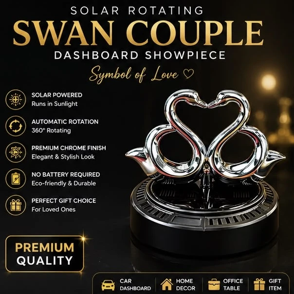 solar-powered swan couple showpiece