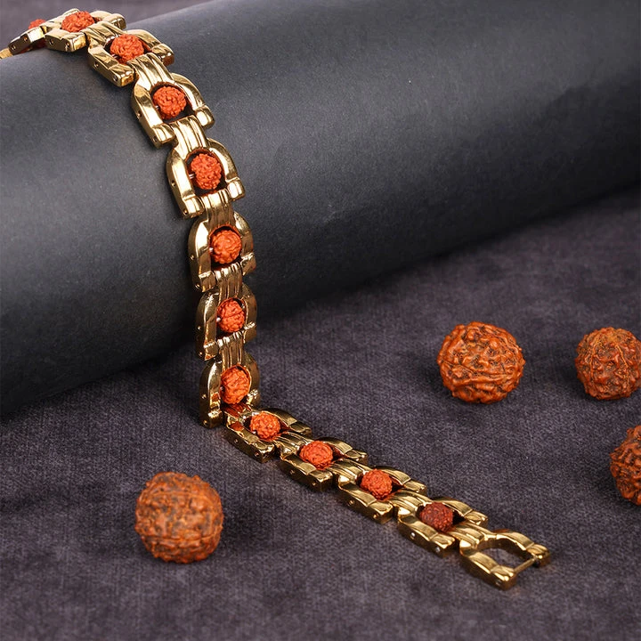 Gold plated Rudraksha bracelet
