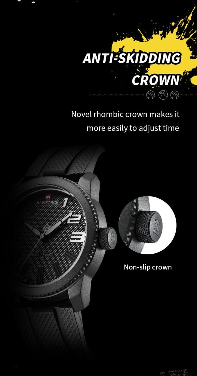 Sport watch with a silicone band and a quartz movement.