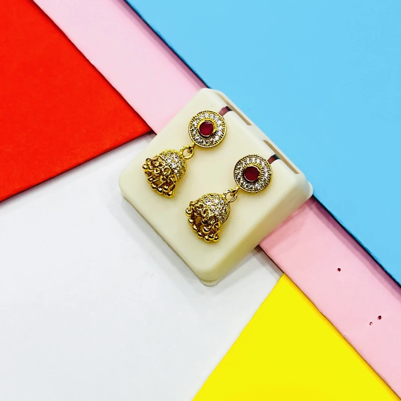 traditional gold-plated jhumka earrings
