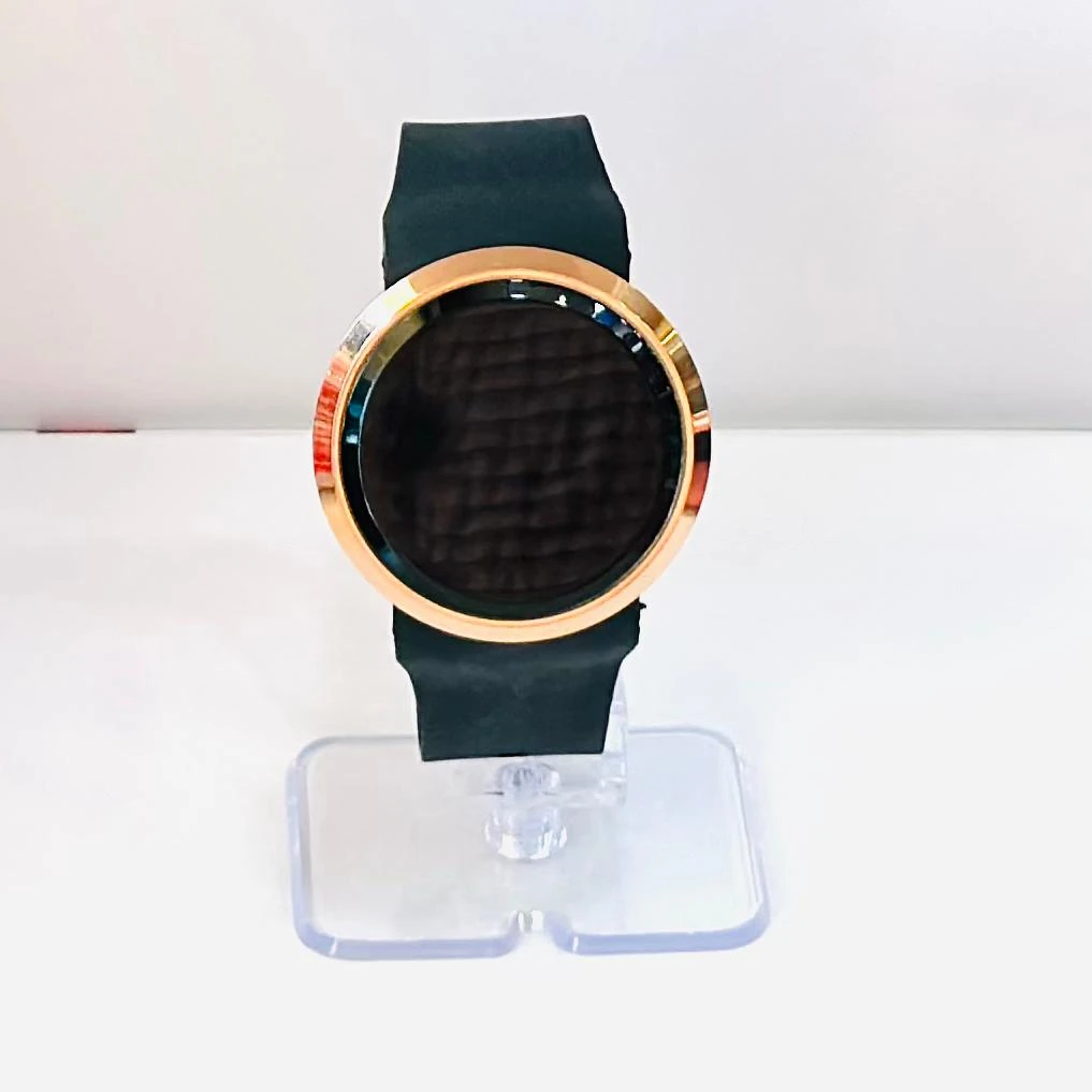 Black digital watch with a silicone strap