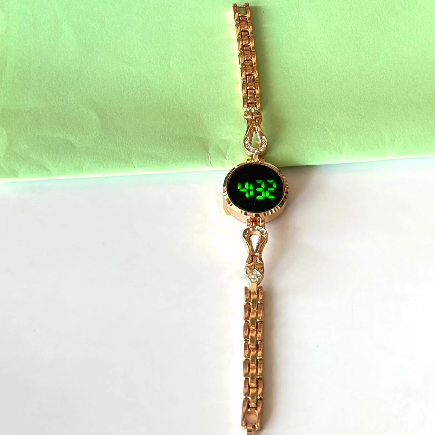 generic diamond-studded LED touch screen digital watch.