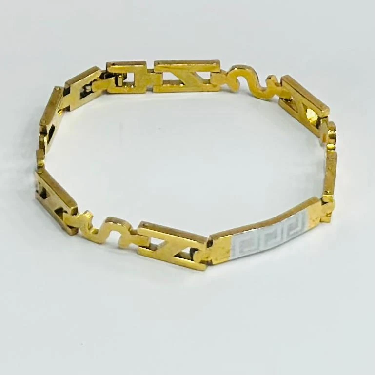 Stylish Design with Diamond Funky Design Gold Plated Bracelet for Men