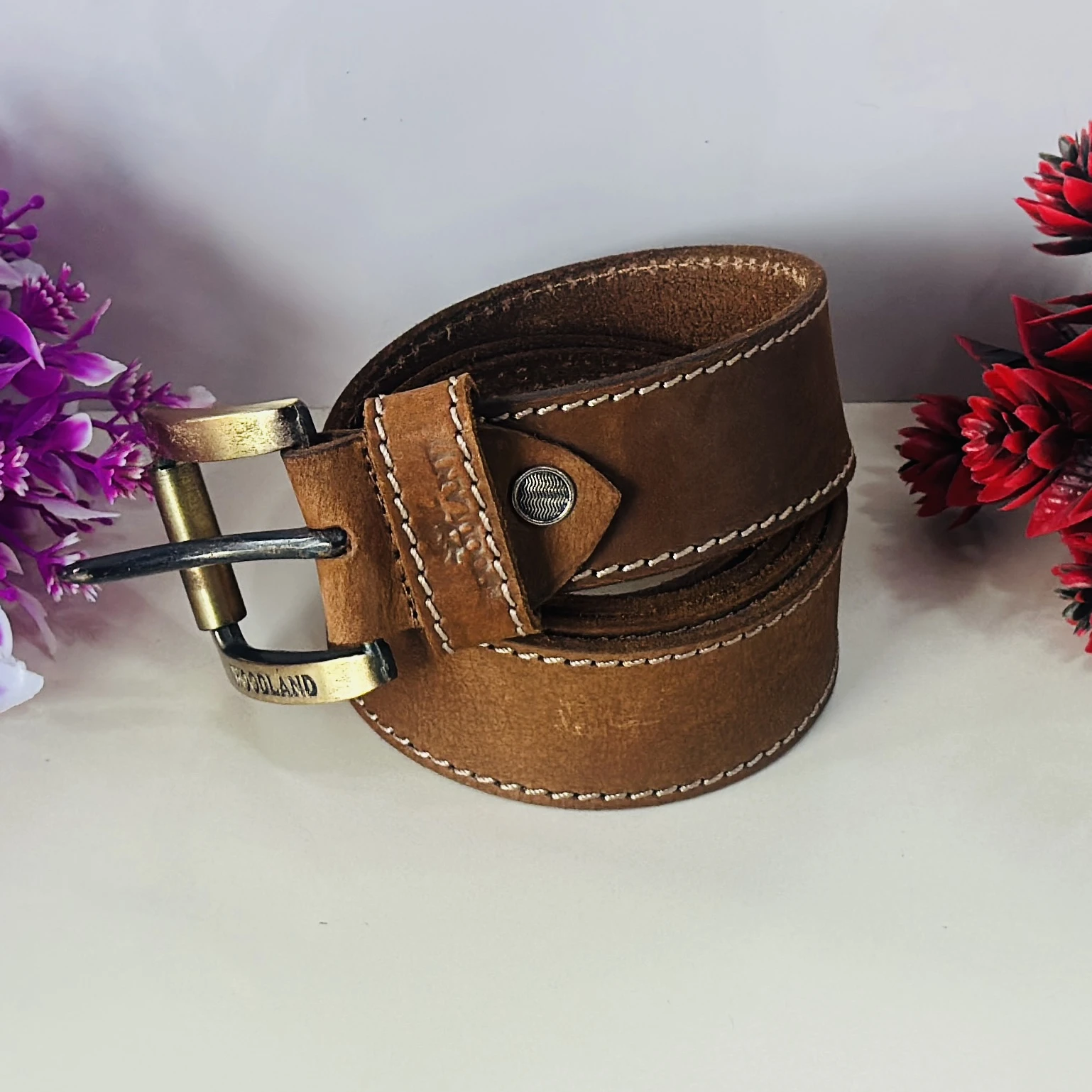 Men’s casual brown genuine leather belt