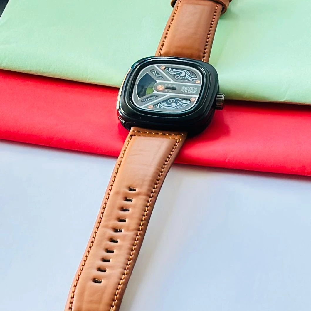 Brown analog watch