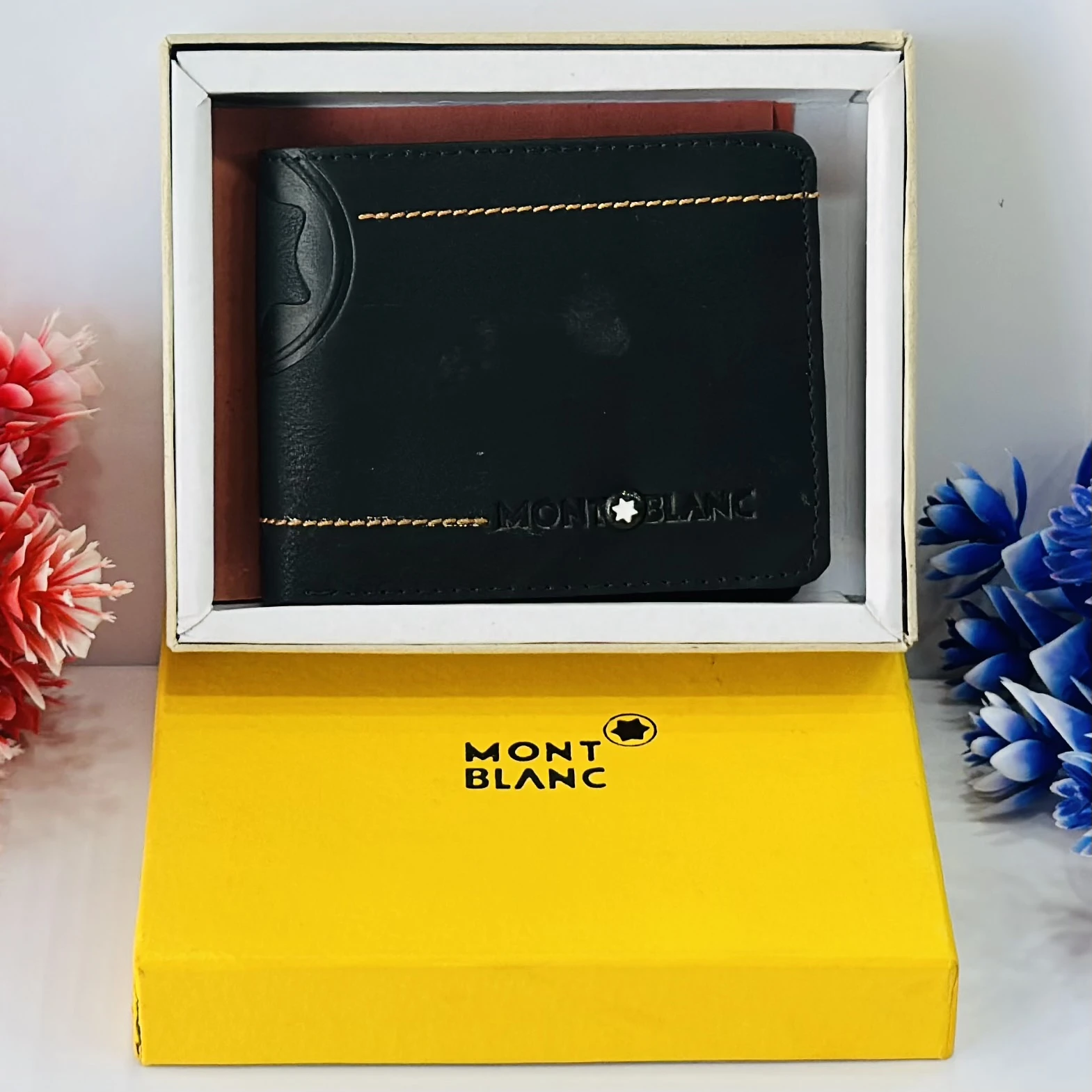 Montblanc black leather bifold wallet
