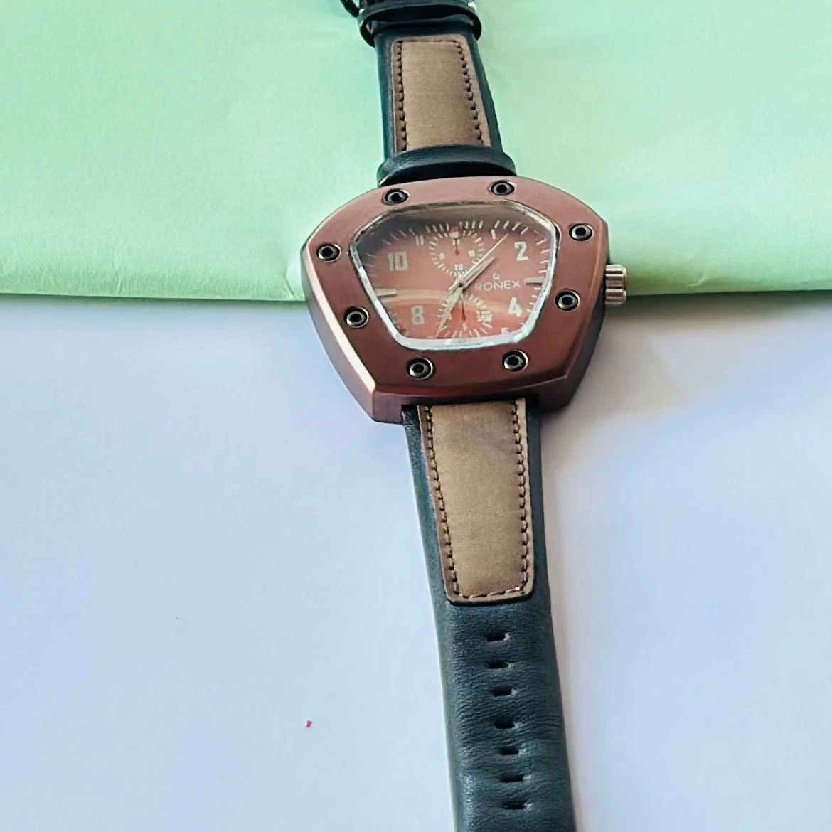 Brown analog watch