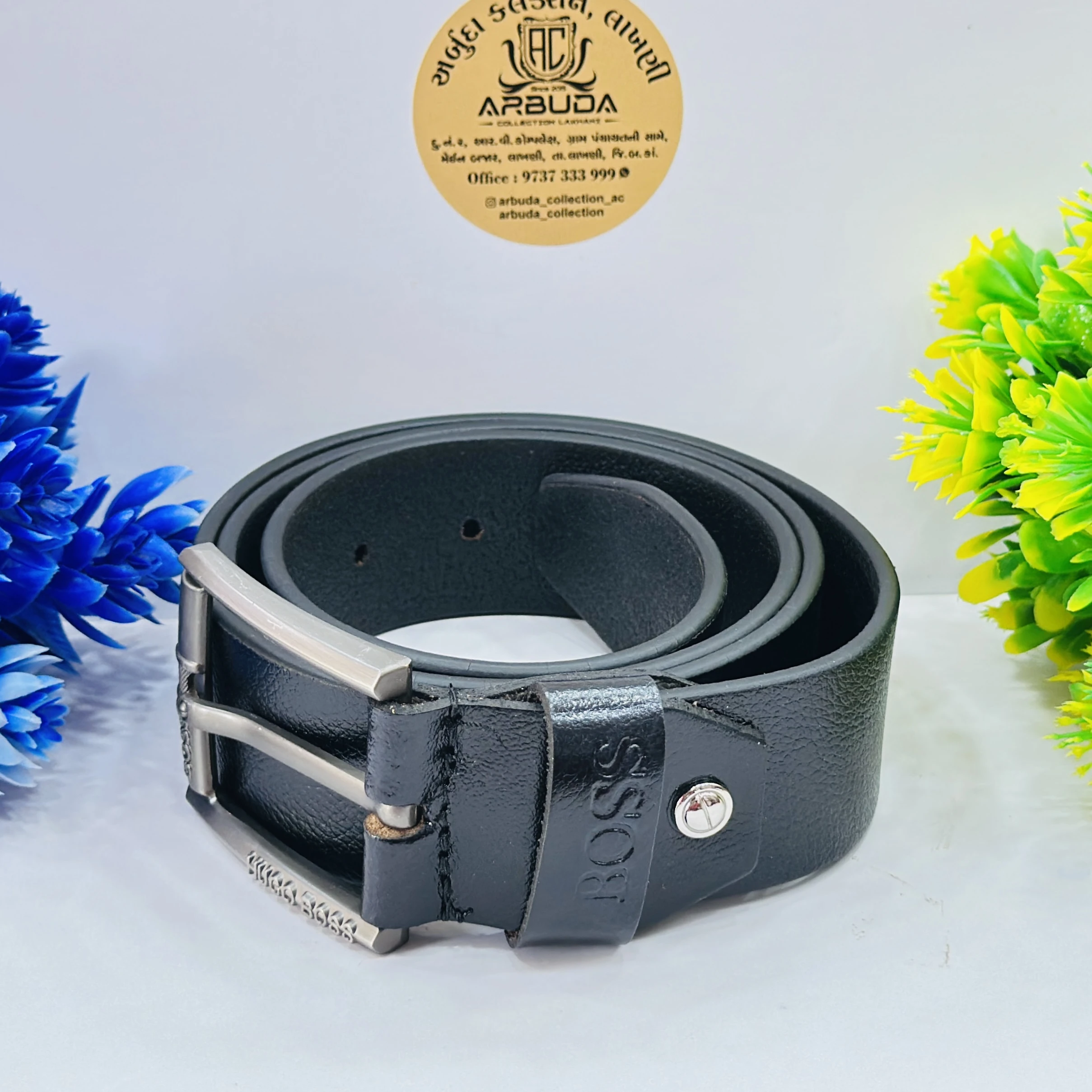 Black BOSS Simo GR leather belt