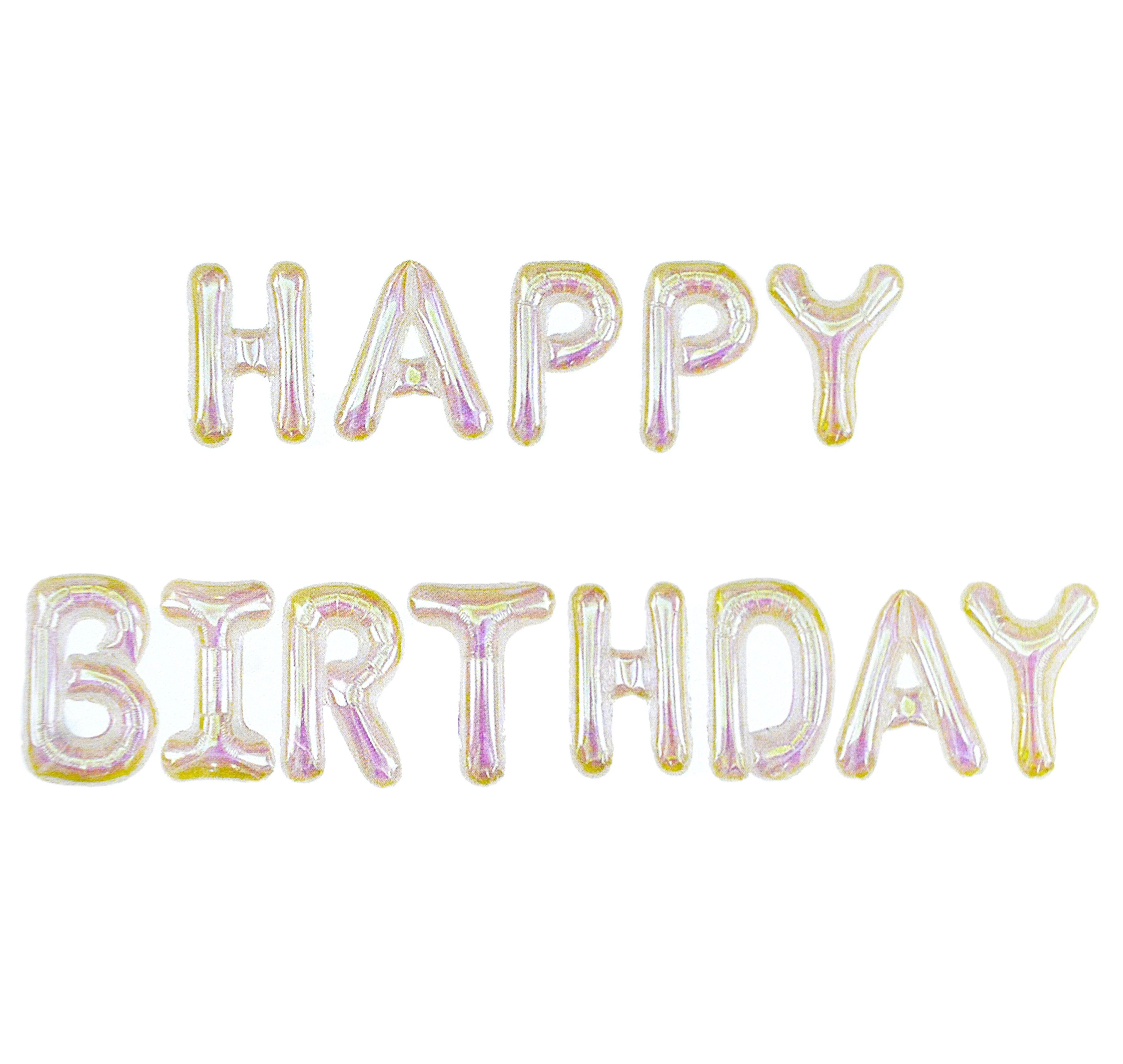 holographic 16-inch "Happy Birthday" letter foil balloon set by Chengyi Balloon.