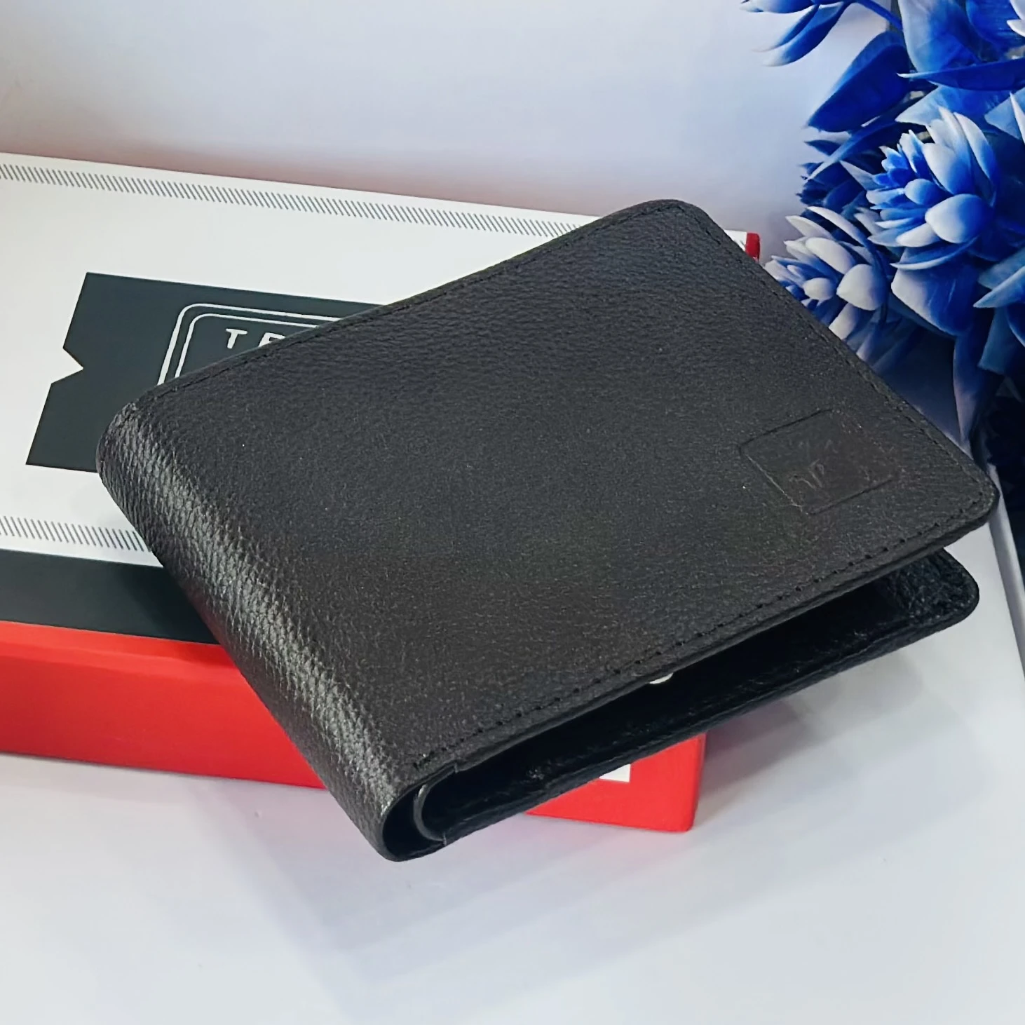 Men Casual Black Genuine Leather RFID Wallet