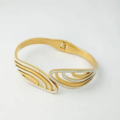 Gold plated stainless steel cuff bracelet