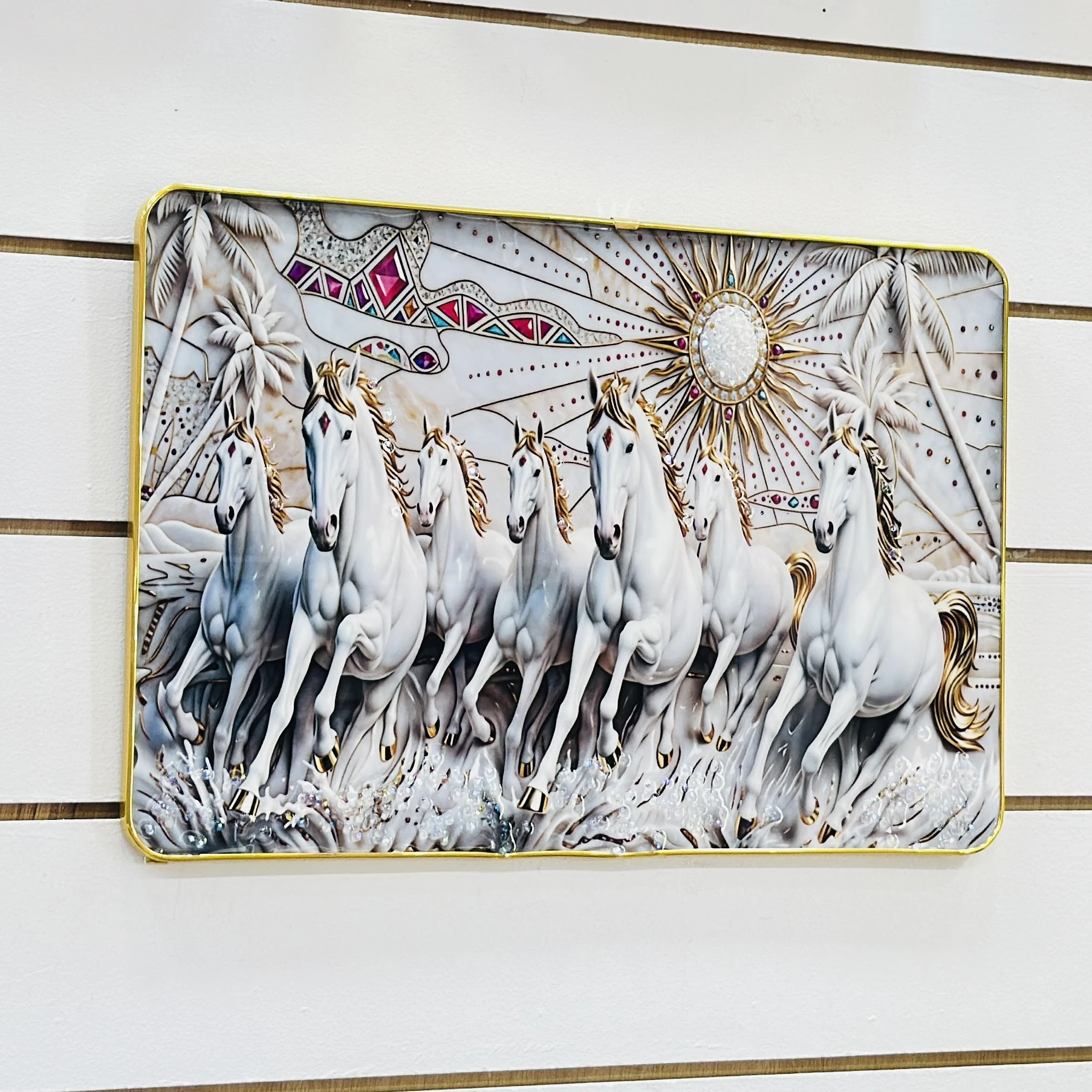 Seven Running Horse Vastu framed wall painting……XM3LRD