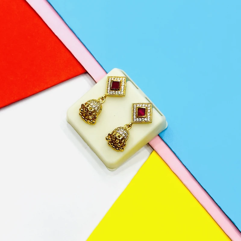 Gold plated brass jhumka earrings