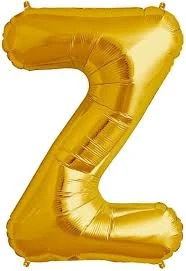 gold foil letter "Z” balloon