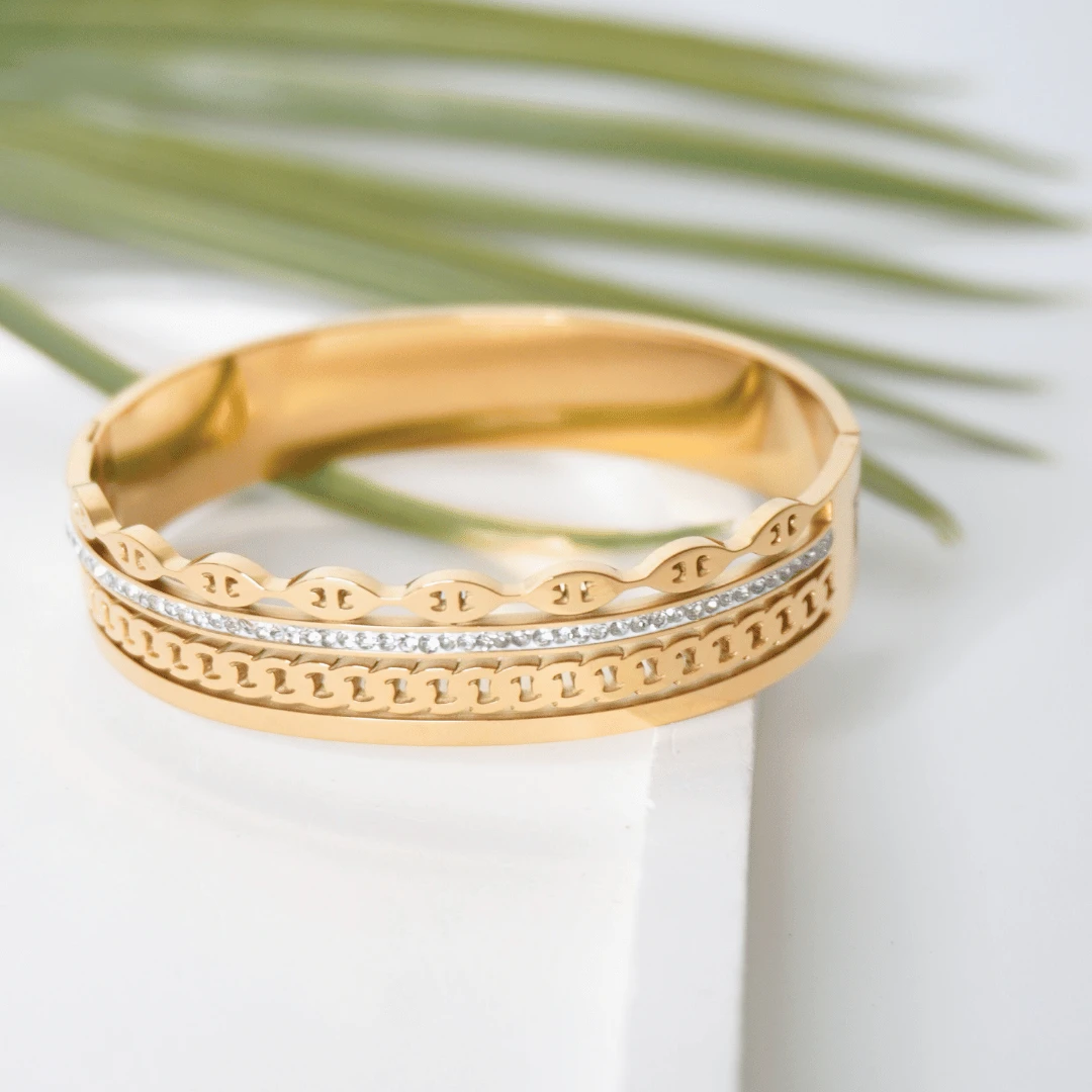 multi-band gold-plated cuff bracelet