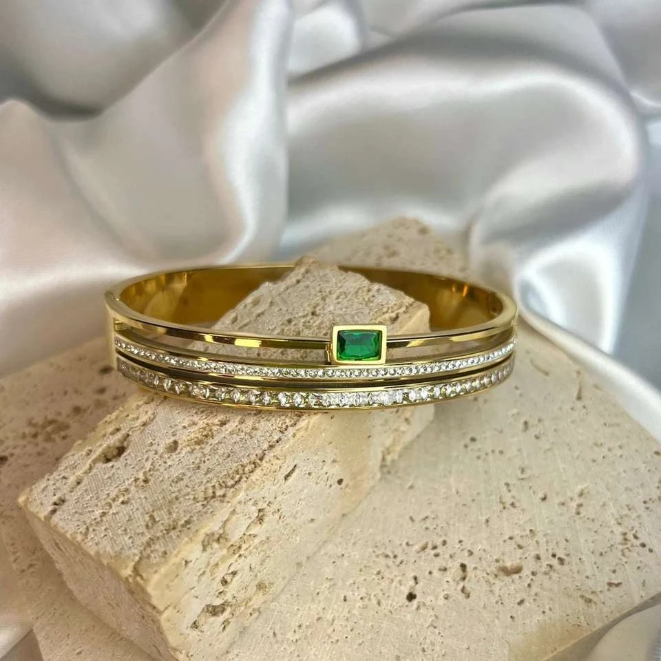 Gold plated multi-layer bangle bracelet