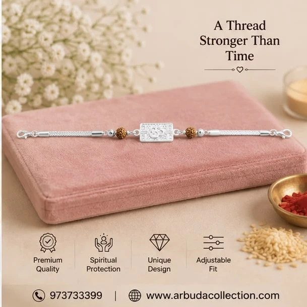 Silver Om Design Rakhi