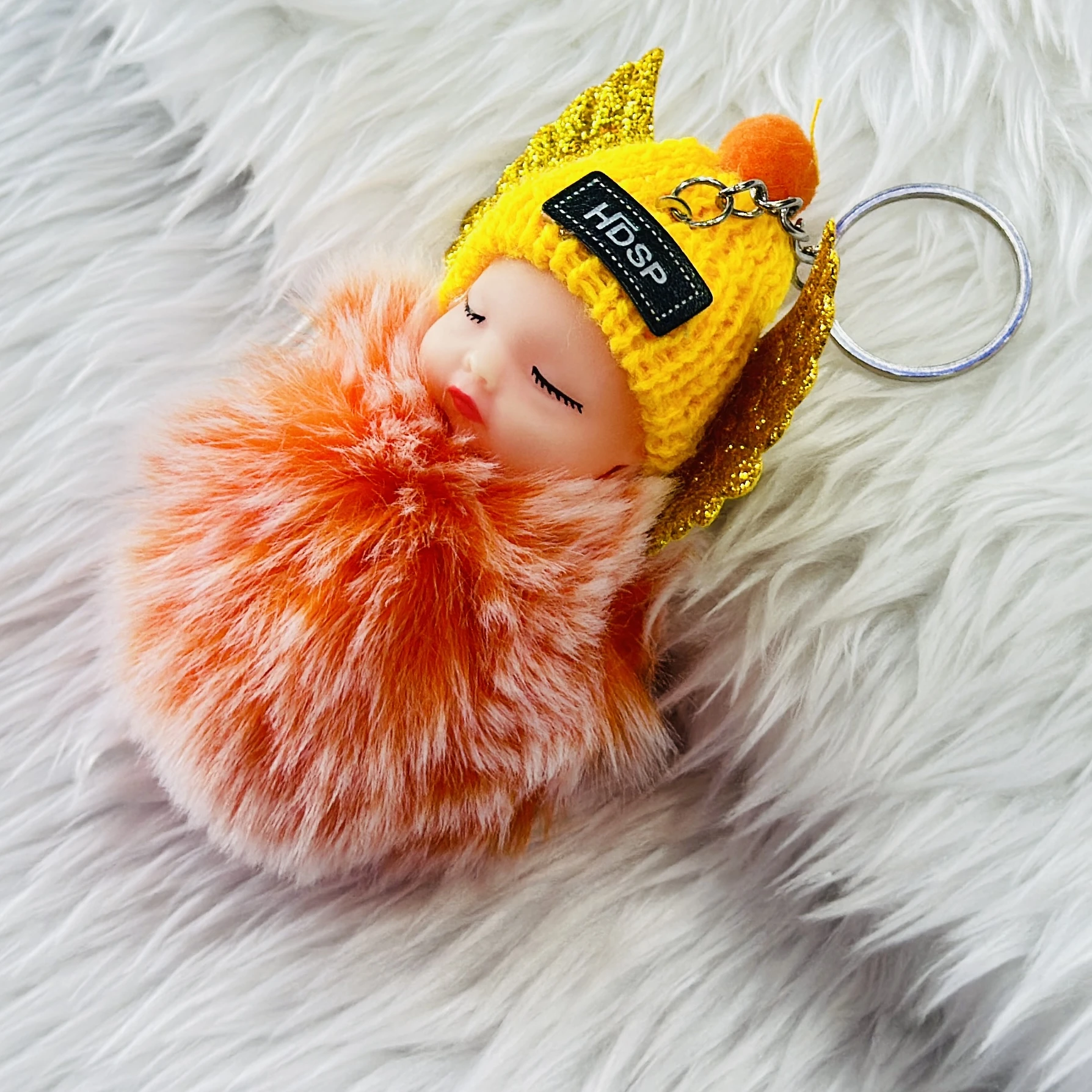 cute sleeping baby angel doll keychain