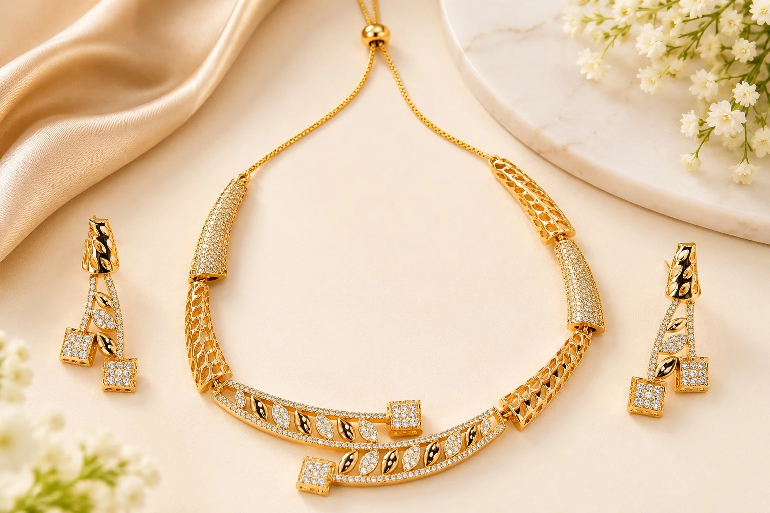 Gold toned artificial jewellery necklace
