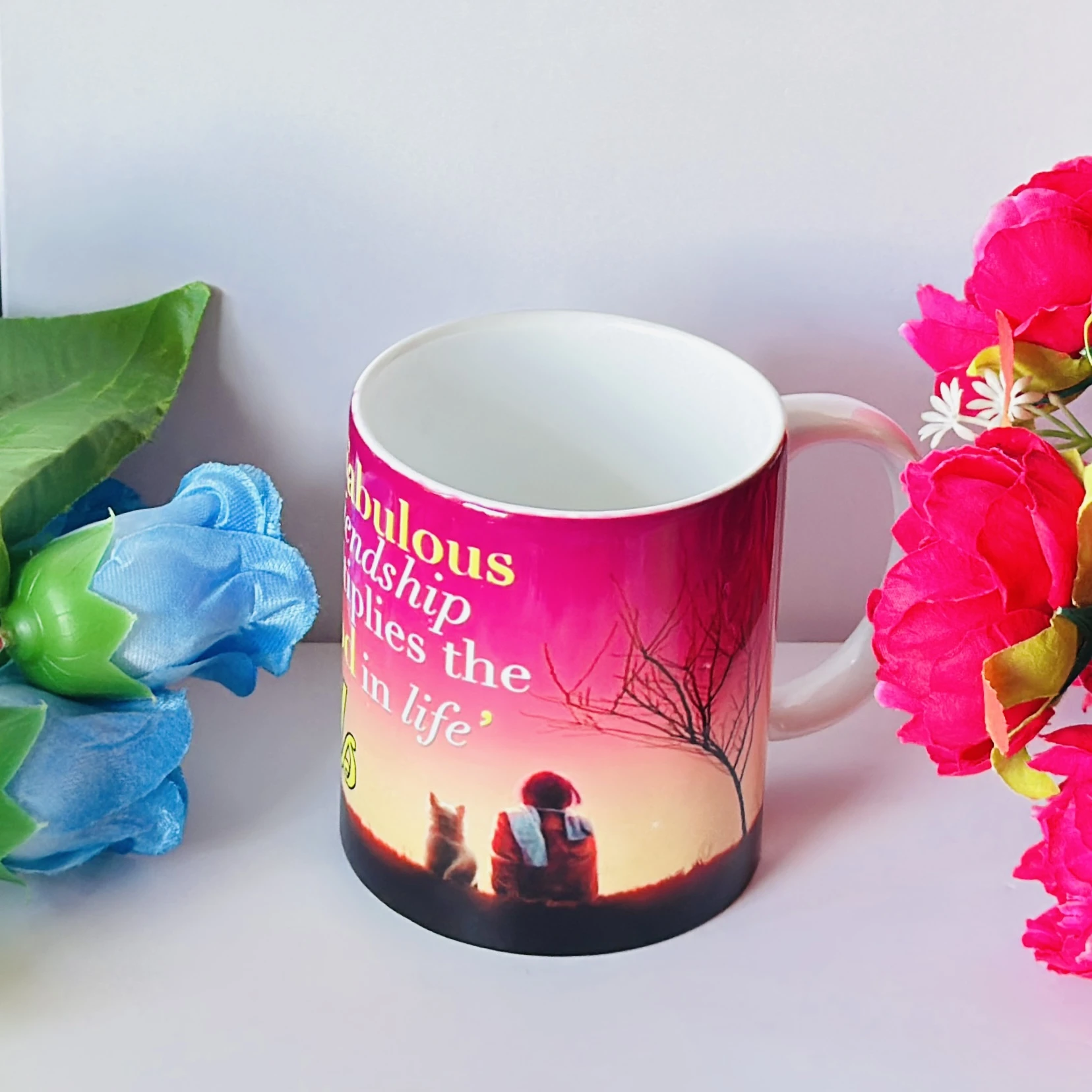 ceramic coffee mug with a "Friends" graphic print. …..B0KHC1
