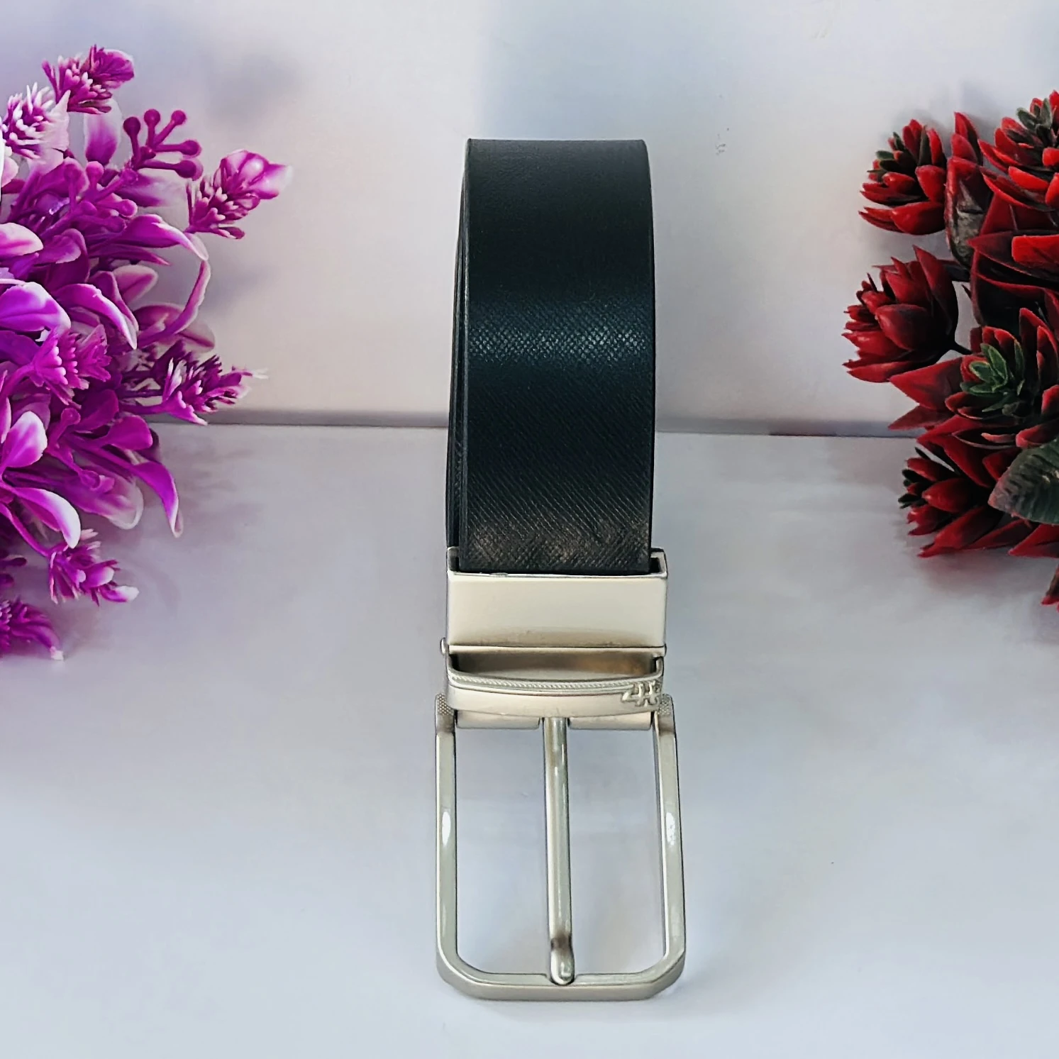 Men Casual Black Genuine Leather Belt