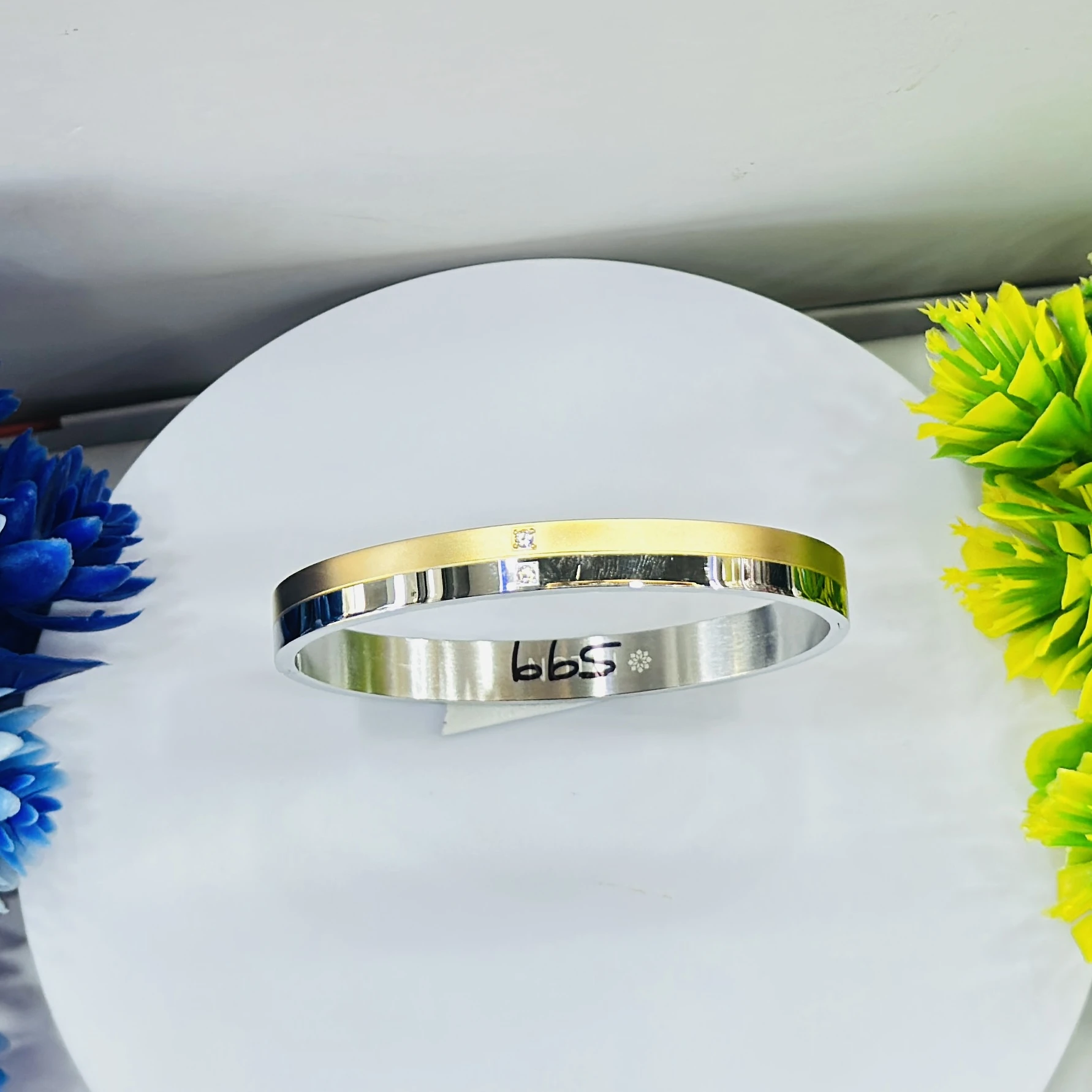 stylish two-tone kada is a stainless steel bracelet