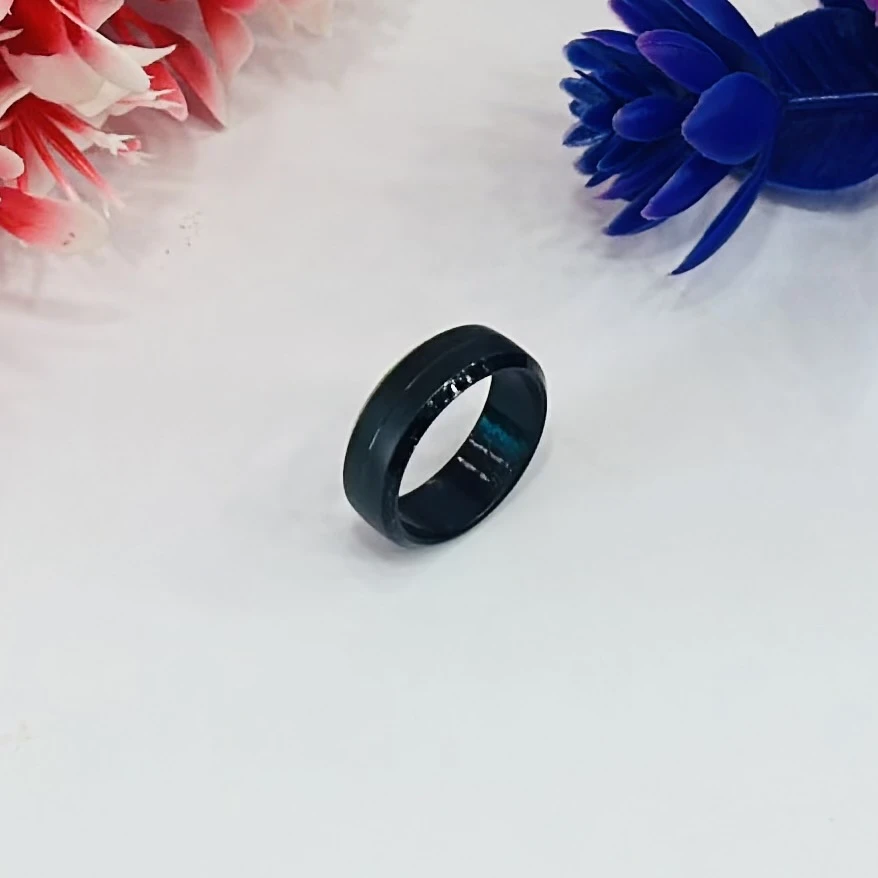 Black stainless steel ring with a square/geometric shape.