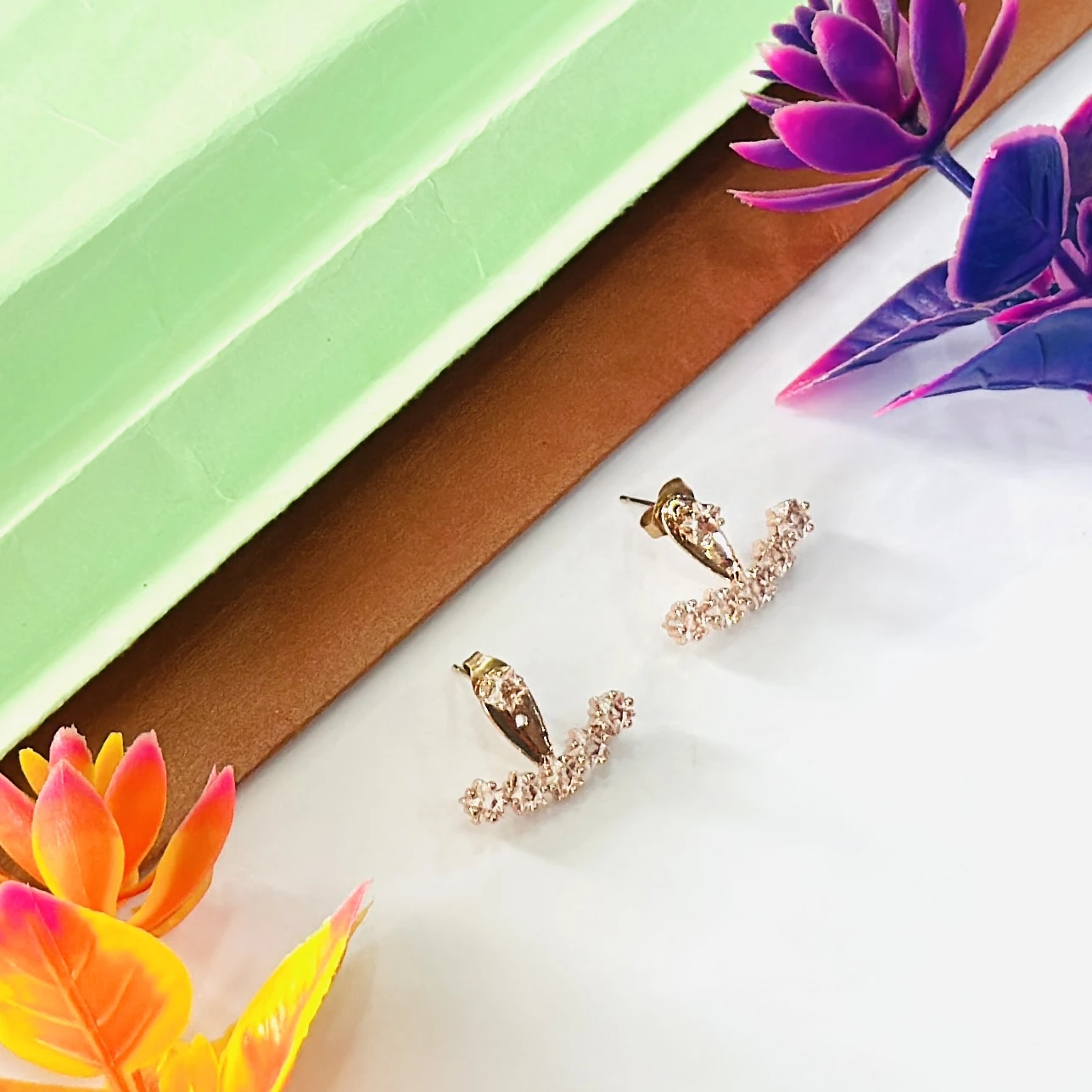 Rose gold-plated ear jacket earrings