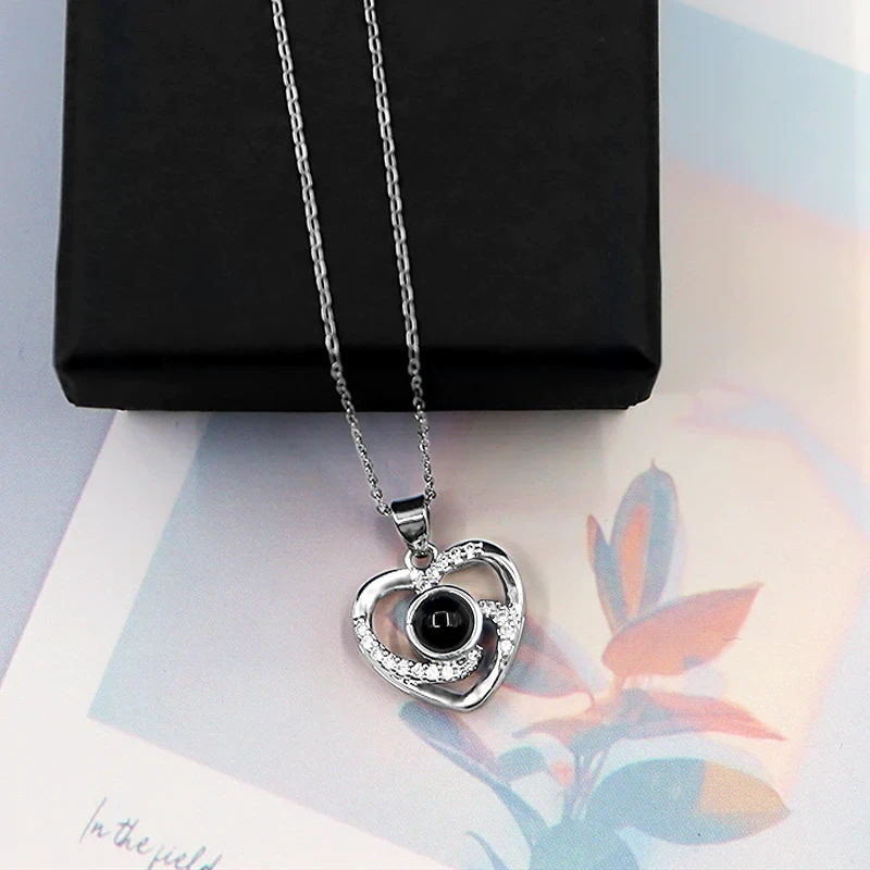Silver Heart Projection Pendant