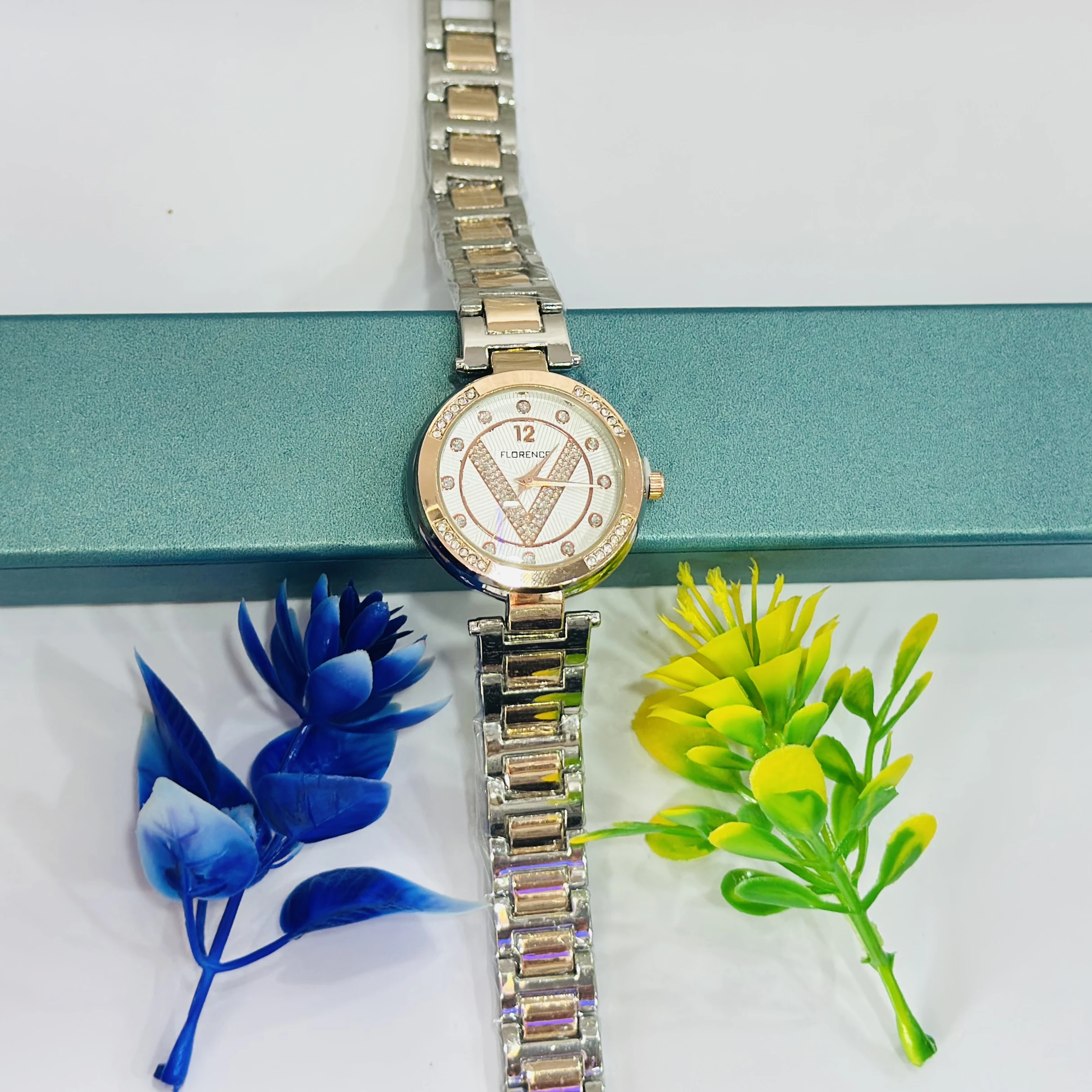 Women’s watch with a two-tone (silver and rose gold) stainless steel