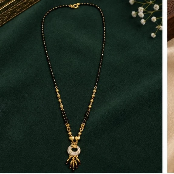 stylish mangalsutra features a circular pendant