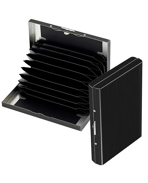 metal RFID-blocking credit card holder wallet.