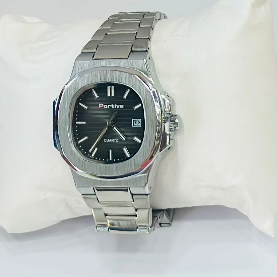 Portive Men's Silver Classic Analog Durable Stainless Steel Strap Formal Style Designed Watch
