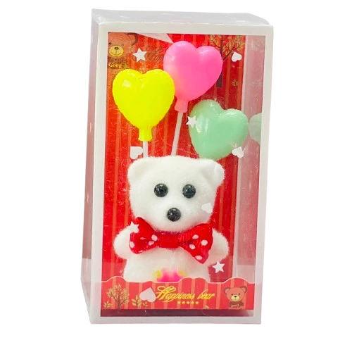 Decorative teddy bear gift set in a transparent box