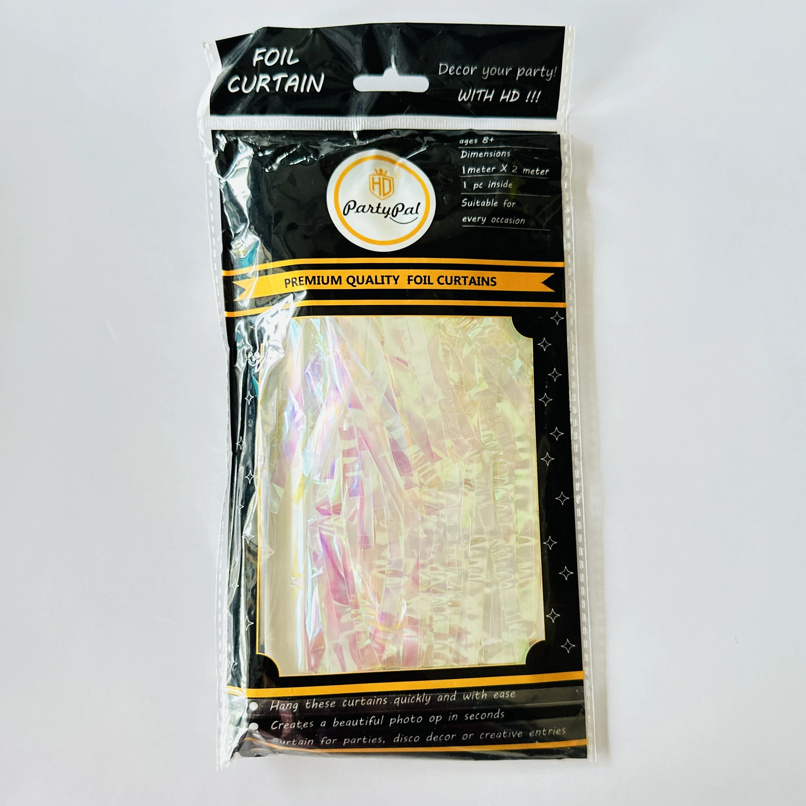 PartyPal iridescent foil fringe curtain