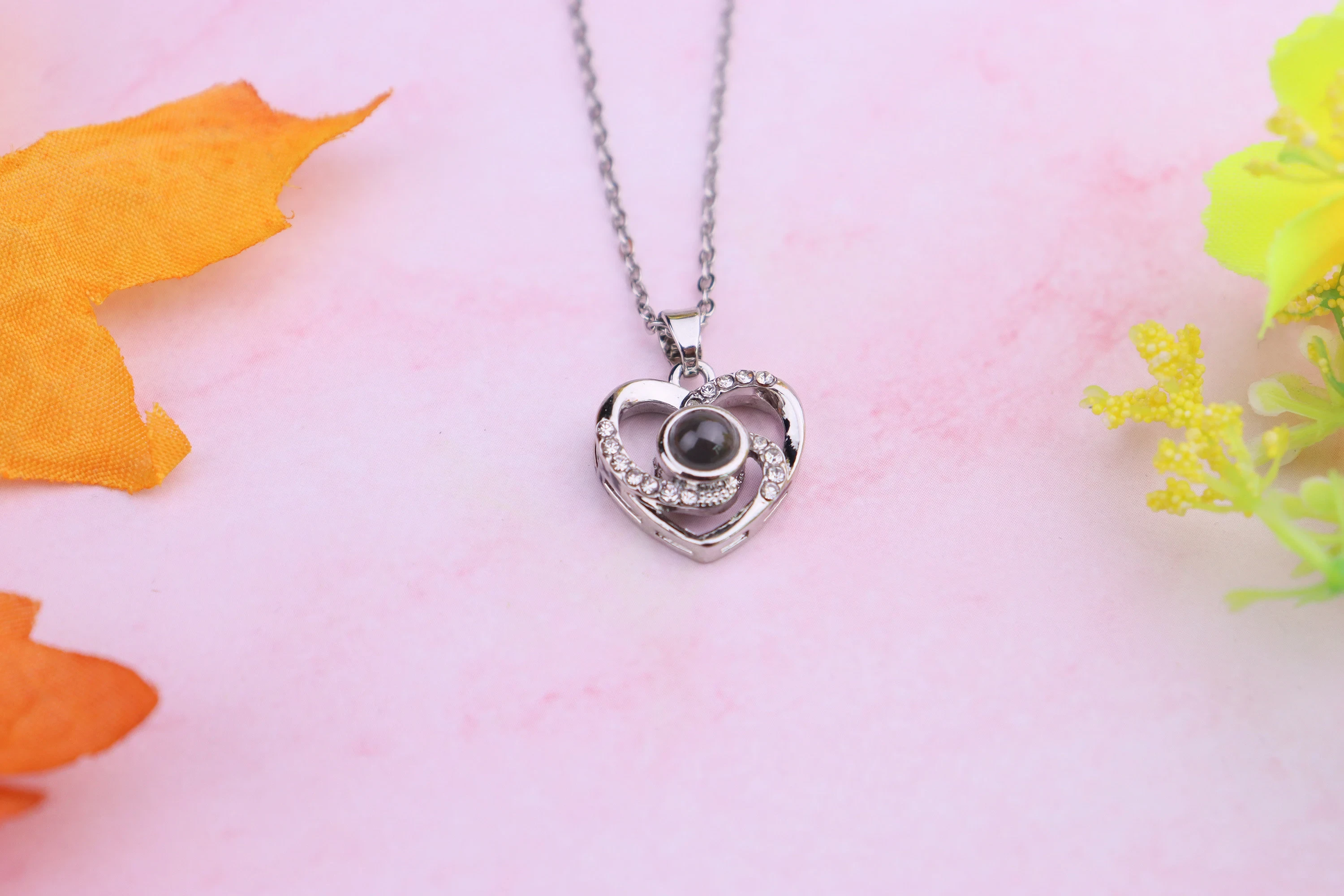 Silver Heart Projection Pendant