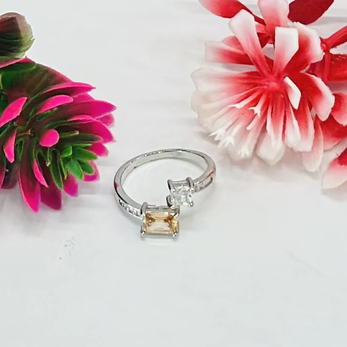 Sterling Forever Sterling Silver Canary 3 Stone Engagement Ring.
