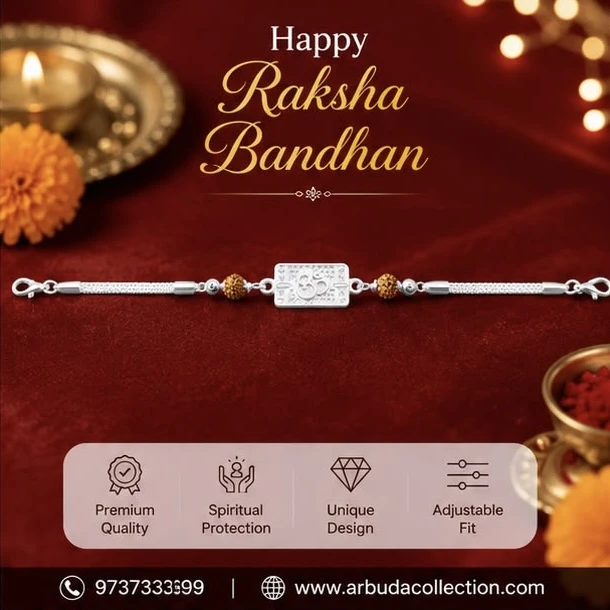 Silver Om Design Rakhi