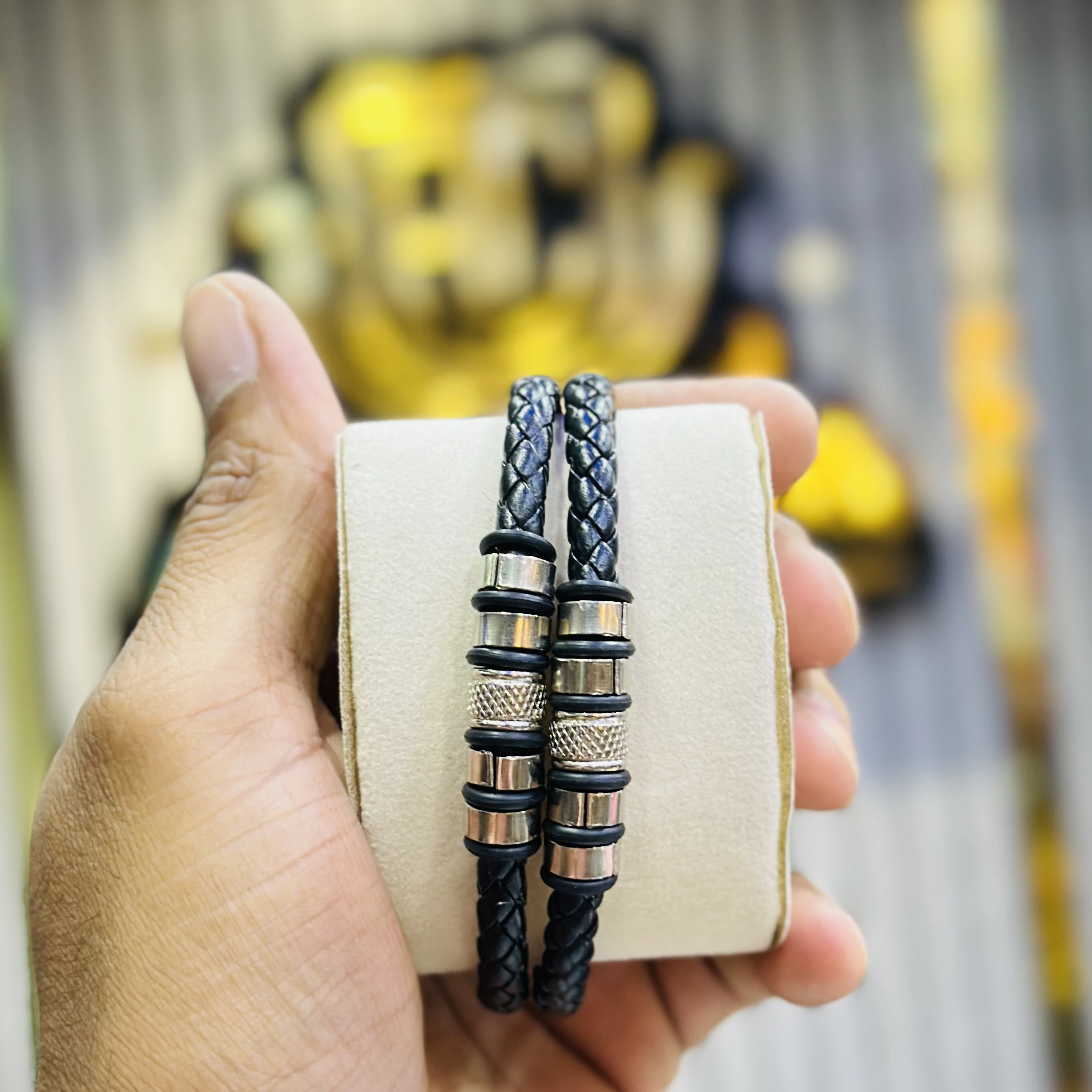 Men’s Classic Leather Beaded Bracelet