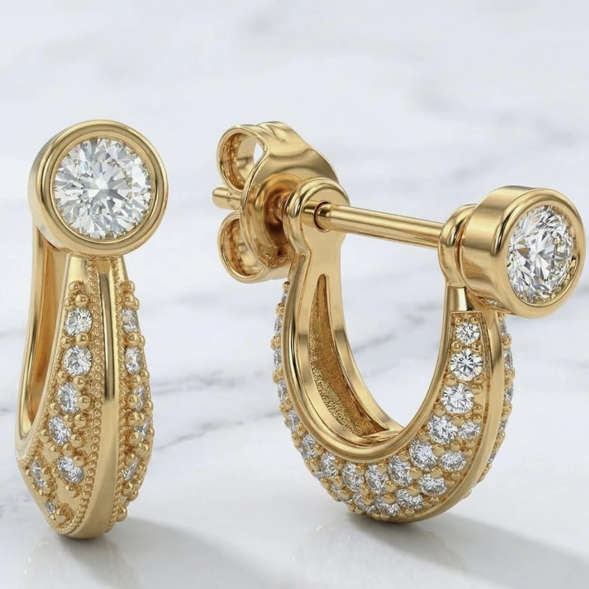 Gold plated crescent hoop earring
