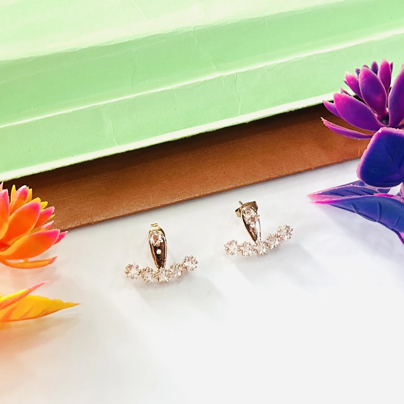 Rose gold-plated ear jacket earrings