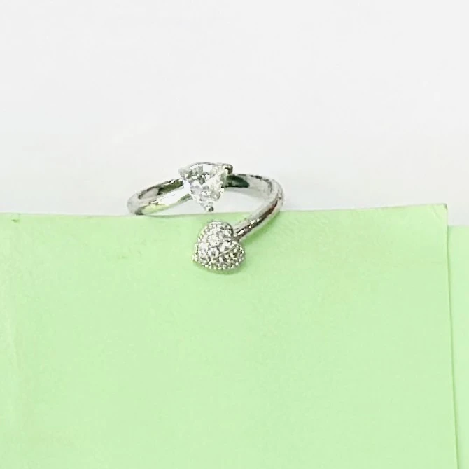 Silver toned open cuff ring
