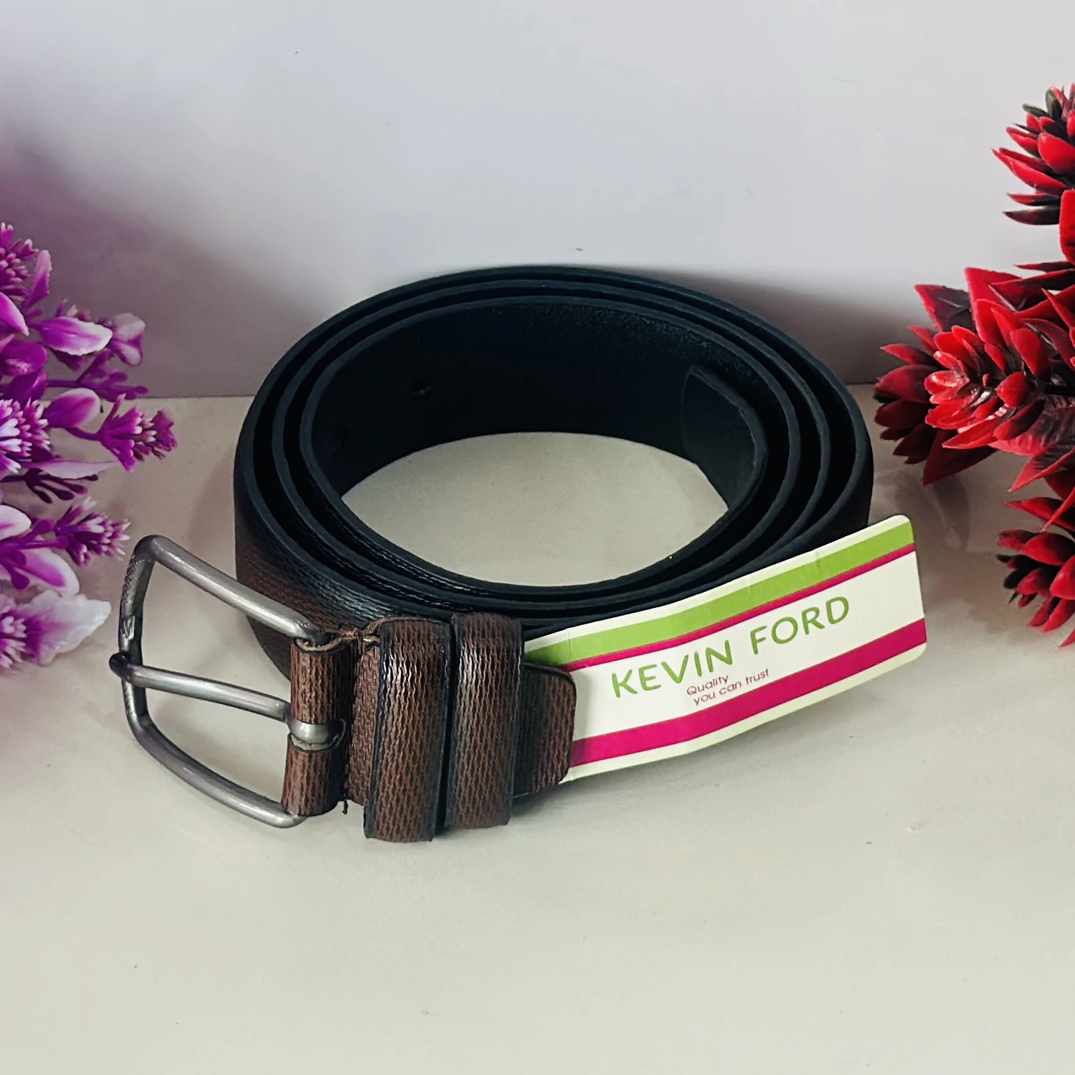 Brown leather belt